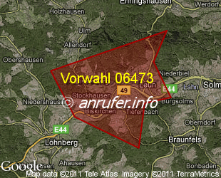 Vorwahlkarte 06473 – Leun