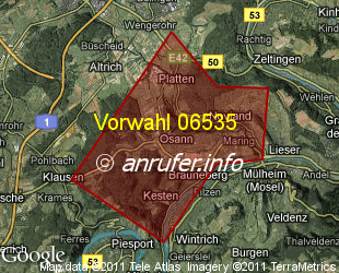 Vorwahlkarte 06535 – Osann-Monzel