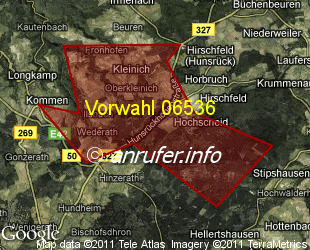 Vorwahlkarte 06536 – Kleinich