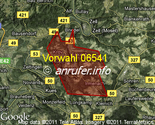 Vorwahlkarte 06541 – Traben-Trarbach