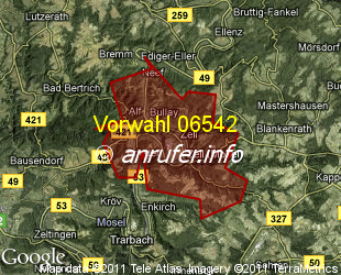 Vorwahlkarte 06542 – Bullay