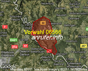 Vorwahlkarte 06566 – Körperich