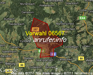 Vorwahlkarte 06567 – Oberkail