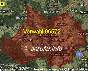 Vorwahlkarte 06572 – Manderscheid Eifel