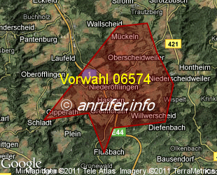 Vorwahlkarte 06574 – Hasborn