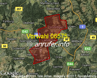 Vorwahlkarte 06575 – Landscheid