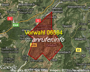 Vorwahlkarte 06584 – Wellen Mosel
