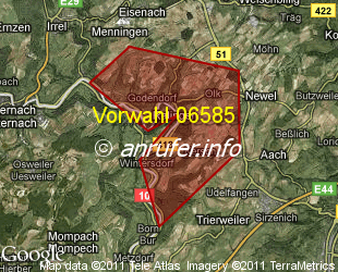 Vorwahlkarte 06585 – Ralingen