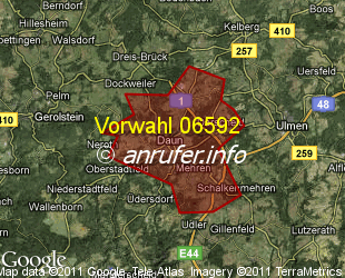 Vorwahlkarte 06592 – Daun