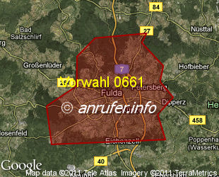 Vorwahlkarte 0661 – Fulda