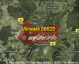 Vorwahlkarte 06620 – Philippsthal Werra