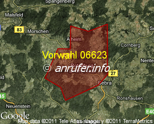 Vorwahlkarte 06623 – Rotenburg a d Fulda