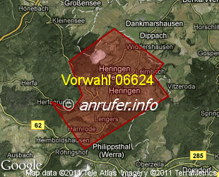 Vorwahlkarte 06624 – Heringen Werra