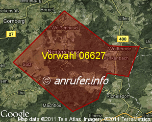 Vorwahlkarte 06627 – Nentershausen Hess