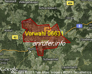 Vorwahlkarte 06631 – Alsfeld