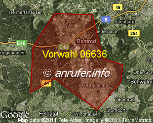 Vorwahlkarte 06636 – Romrod