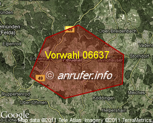 Vorwahlkarte 06637 – Feldatal
