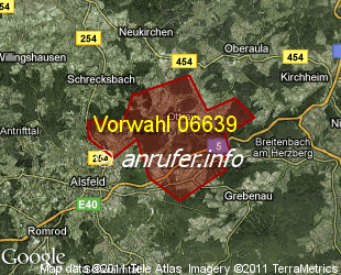 Vorwahlkarte 06639 – Ottrau