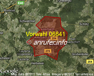 Vorwahlkarte 06641 – Lauterbach Hessen