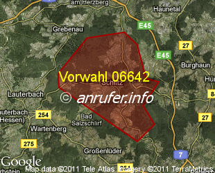 Vorwahlkarte 06642 – Schlitz