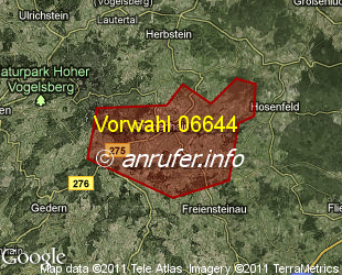 Vorwahlkarte 06644 – Grebenhain