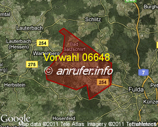 Vorwahlkarte 06648 – Bad Salzschlirf