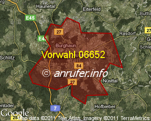 Vorwahlkarte 06652 – Hünfeld