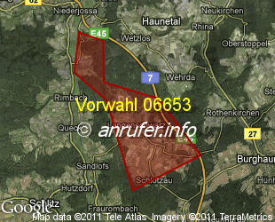 Vorwahlkarte 06653 – Burghaun