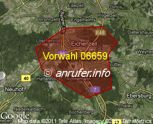 Vorwahlkarte 06659 – Eichenzell