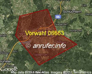 Vorwahlkarte 06663 – Steinau an der Straße