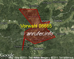 Vorwahlkarte 06665 – Sinntal-Altengronau
