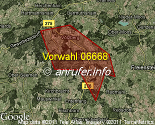 Vorwahlkarte 06668 – Birstein-Lichenroth