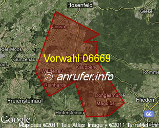 Vorwahlkarte 06669 – Neuhof-Hauswurz