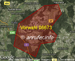 Vorwahlkarte 06673 – Haunetal