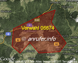 Vorwahlkarte 06674 – Friedewald Hess