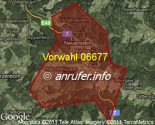 Vorwahlkarte 06677 – Neuenstein Hess