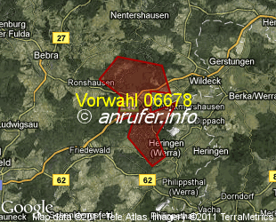 Vorwahlkarte 06678 – Wildeck-Hönebach