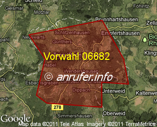 Vorwahlkarte 06682 – Tann Rhön