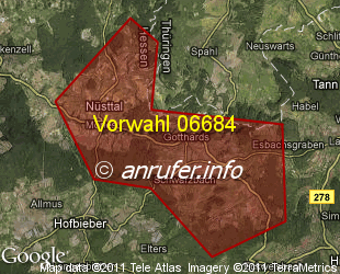 Vorwahlkarte 06684 – Hofbieber-Schwarzbach