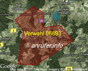 Vorwahlkarte 06693 – Neuental