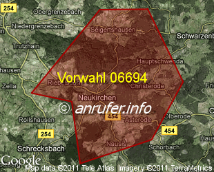 Vorwahlkarte 06694 – Neukirchen Knüll