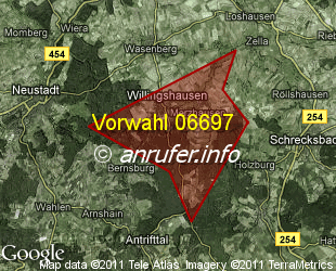 Vorwahlkarte 06697 – Willingshausen