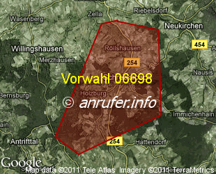 Vorwahlkarte 06698 – Schrecksbach