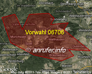 Vorwahlkarte 06706 – Wallhausen Nahe