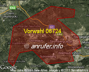 Vorwahlkarte 06724 – Stromberg Hunsrück