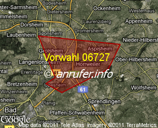 Vorwahlkarte 06727 – Gensingen