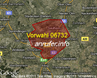 Vorwahlkarte 06732 – Wörrstadt