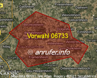 Vorwahlkarte 06733 – Gau-Odernheim