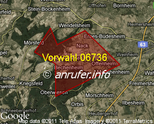 Vorwahlkarte 06736 – Bechenheim