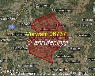 Vorwahlkarte 06737 – Köngernheim